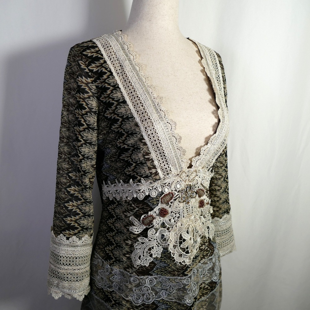 Passion Concept Y2K Fairy Grunge Whimsigoth Top Size S Beaded Lace Artsy Event